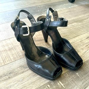 Prada Black Peep-Toe Heels